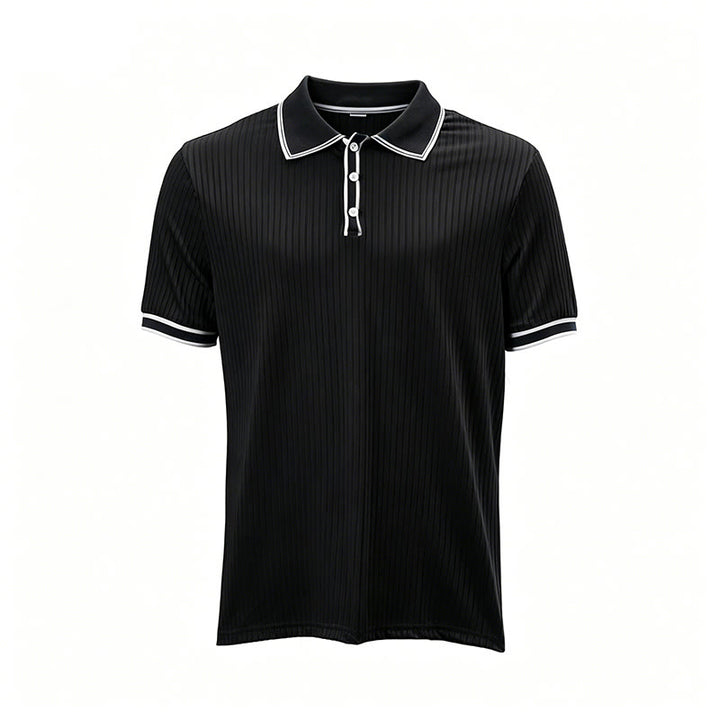 Minimalistisches Herren-Poloshirt aus Strick mit Kragen und Bündchen - image 18