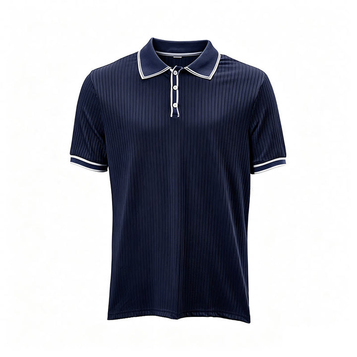 Minimalistisches Herren-Poloshirt aus Strick mit Kragen und Bündchen - image 15