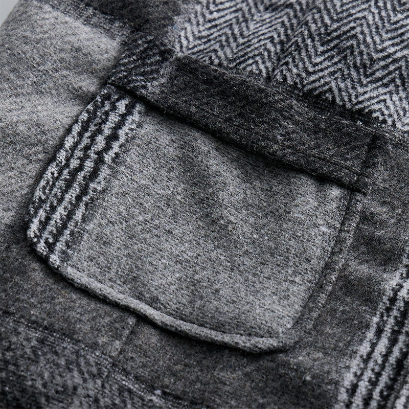 Herren-Anzugweste in Grau mit Patchwork-Muster in Fischgrät- und Hahnentrittoptik - image 5