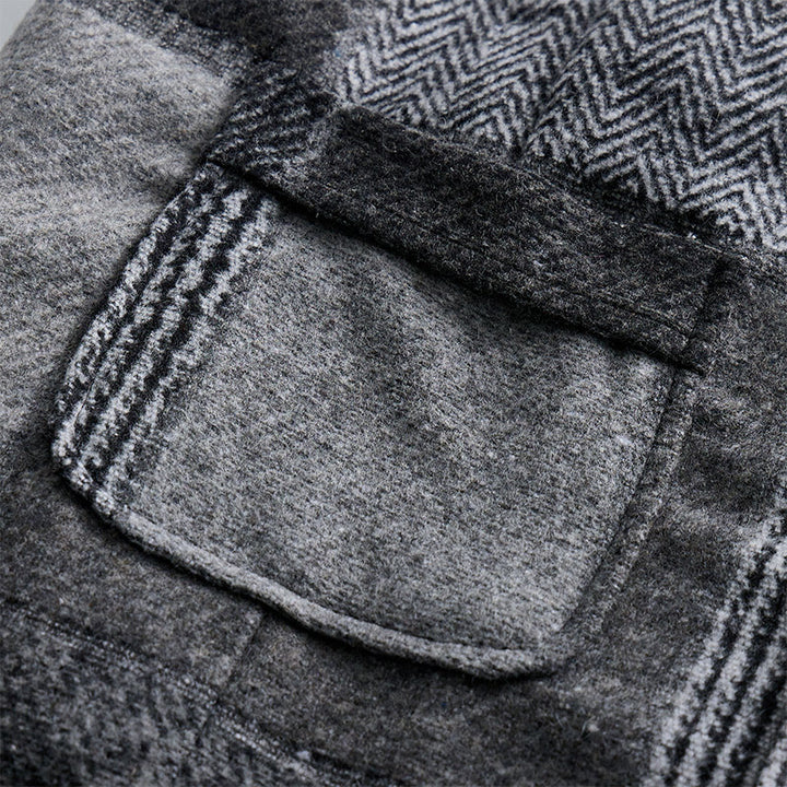Herren-Anzugweste in Grau mit Patchwork-Muster in Fischgrät- und Hahnentrittoptik - image 5