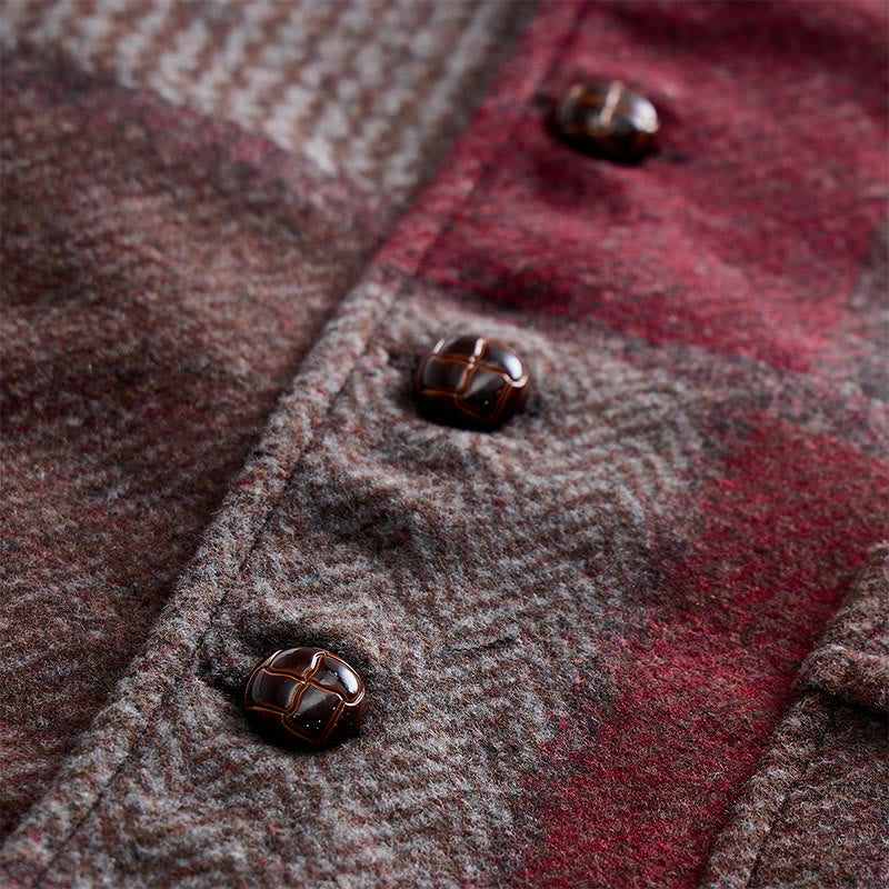 Herren-Anzugweste mit warmem Patchwork-Muster und Fischgrätmuster - image 17