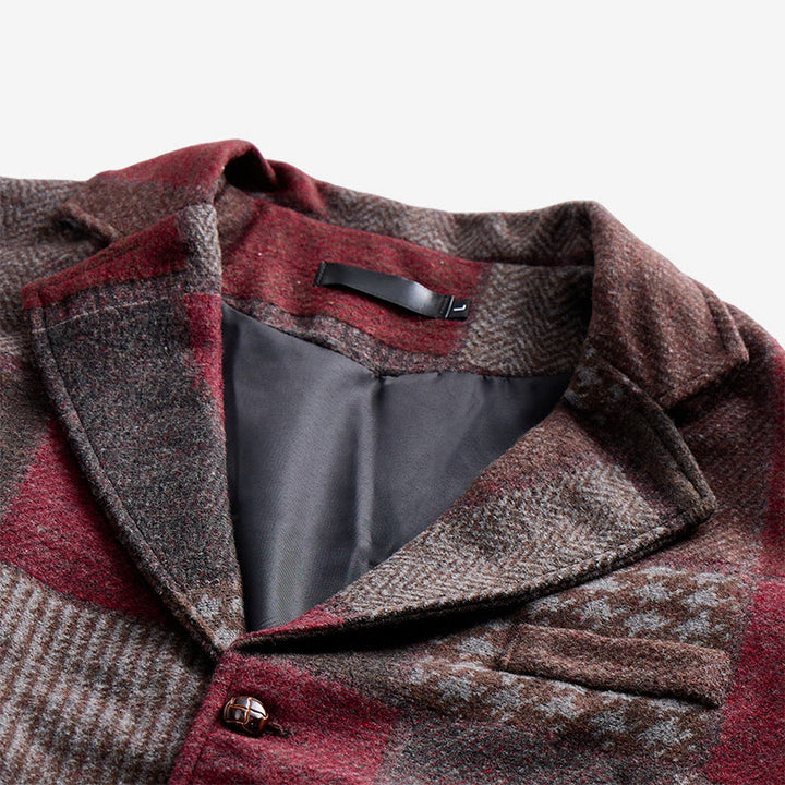Herren-Anzugweste mit warmem Patchwork-Muster und Fischgrätmuster - image 16