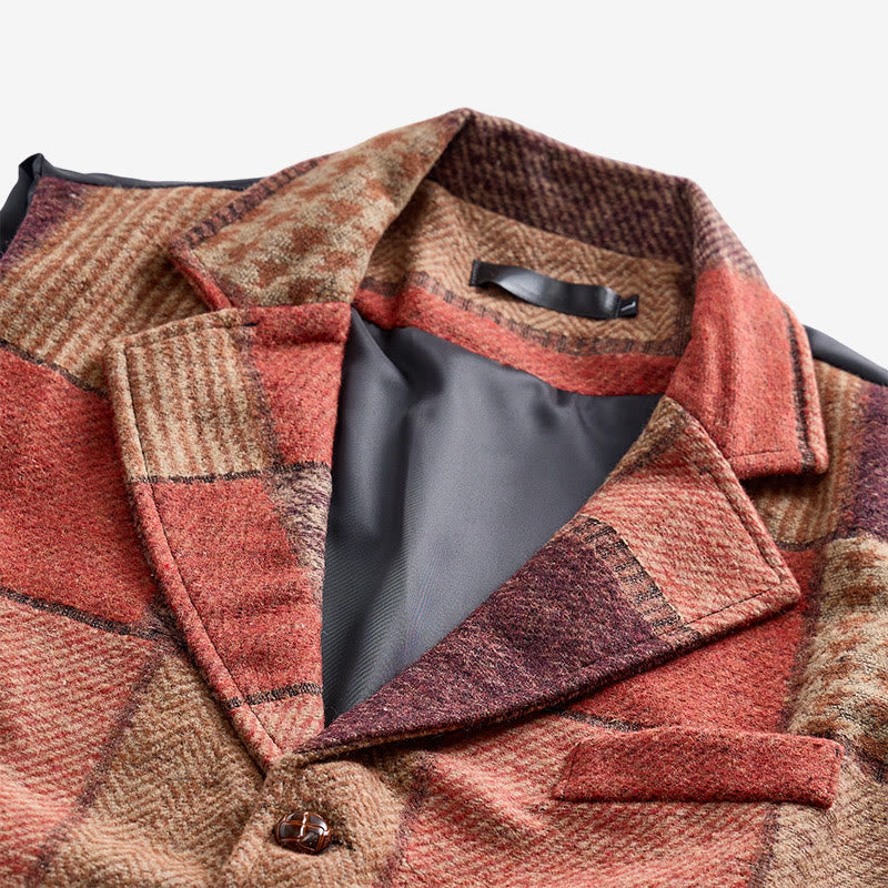 Herren-Anzugweste mit warmem Patchwork-Muster und Fischgrätmuster - image 5