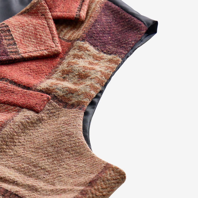 Herren-Anzugweste mit warmem Patchwork-Muster und Fischgrätmuster - image 8