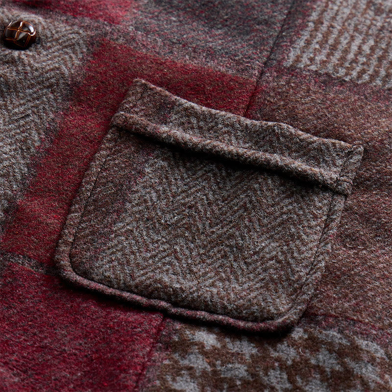 Herren-Anzugweste mit warmem Patchwork-Muster und Fischgrätmuster - image 18