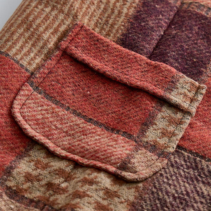 Herren-Anzugweste mit warmem Patchwork-Muster und Fischgrätmuster - image 7