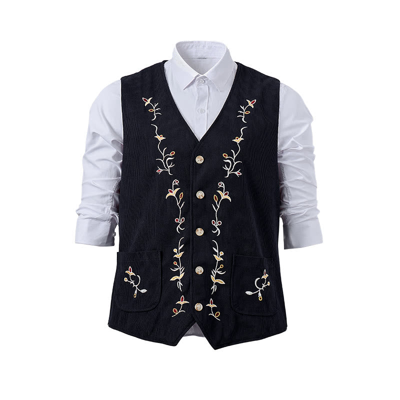 Elegante Herren-Anzugweste mit floraler Rankenstickerei - image 14
