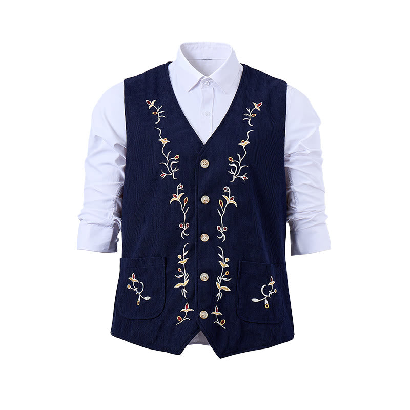 Elegante Herren-Anzugweste mit floraler Rankenstickerei - image 11