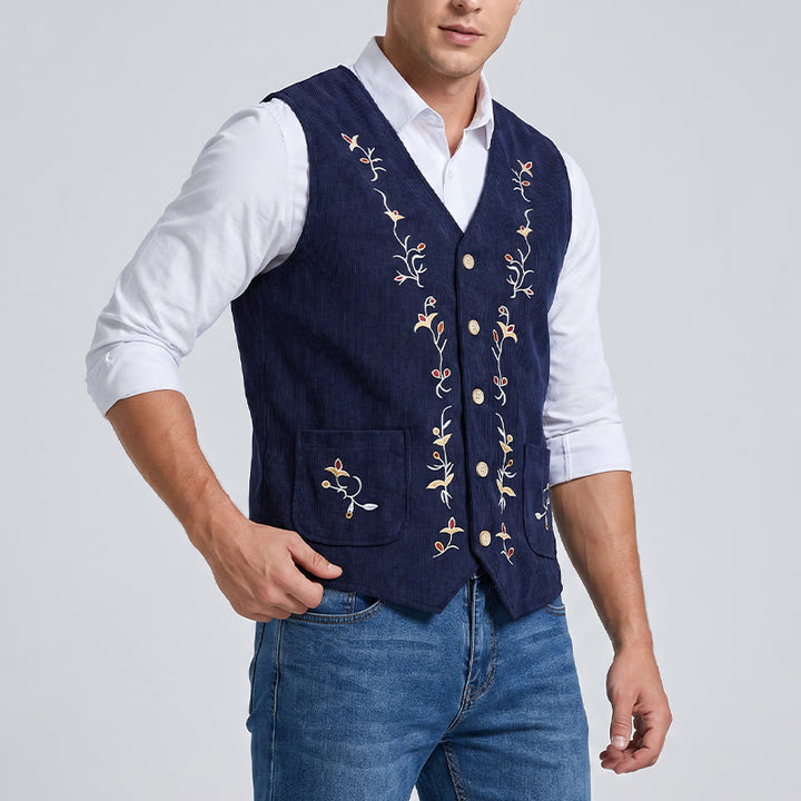 Elegante Herren-Anzugweste mit floraler Rankenstickerei - image 2