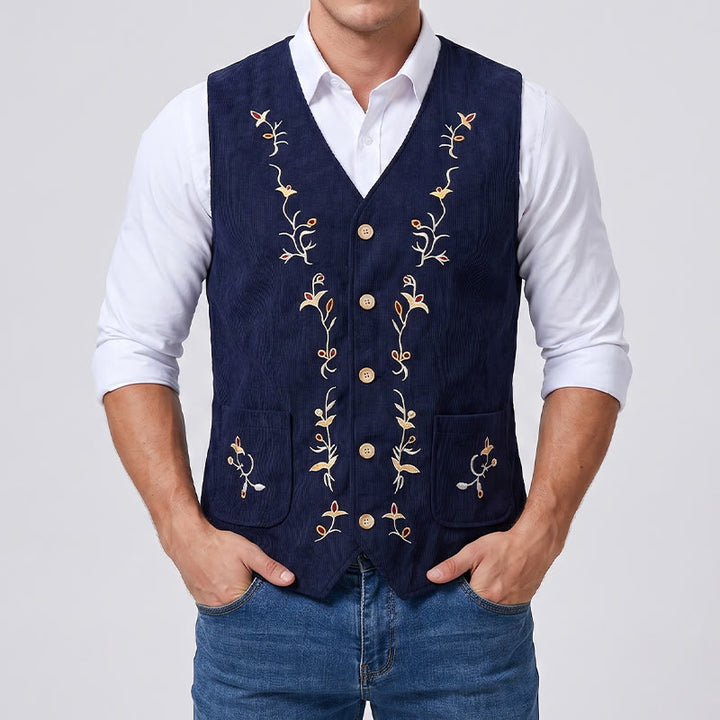 Elegante Herren-Anzugweste mit floraler Rankenstickerei - image 1