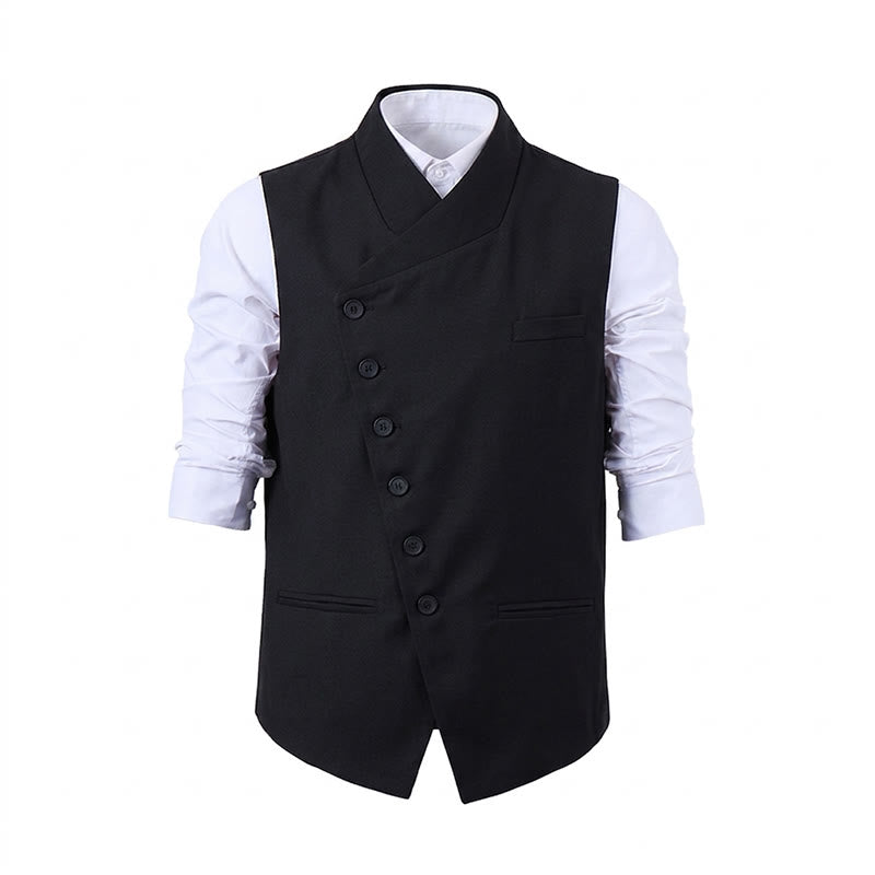 Moderne, taillierte Anzugweste für Herren mit asymmetrischem Revers - image 12