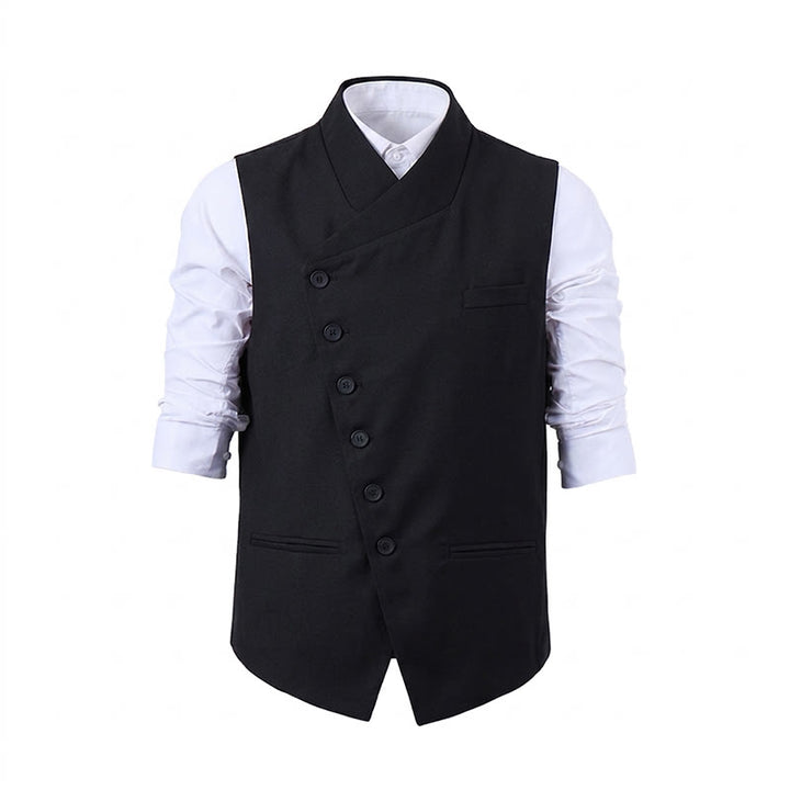 Moderne, taillierte Anzugweste für Herren mit asymmetrischem Revers - image 12