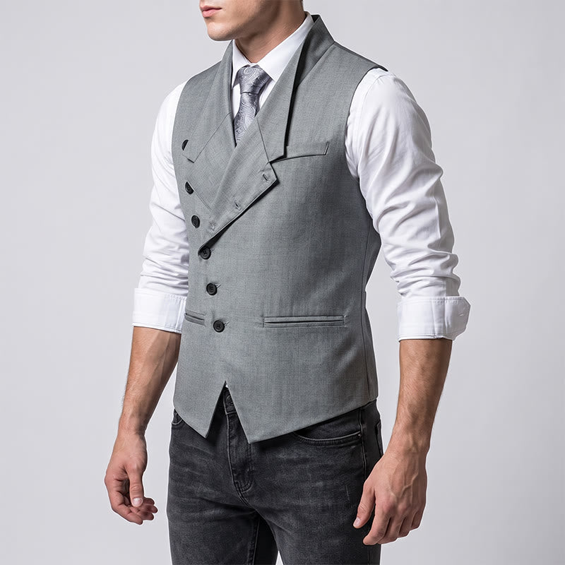 Moderne, taillierte Anzugweste für Herren mit asymmetrischem Revers - image 2
