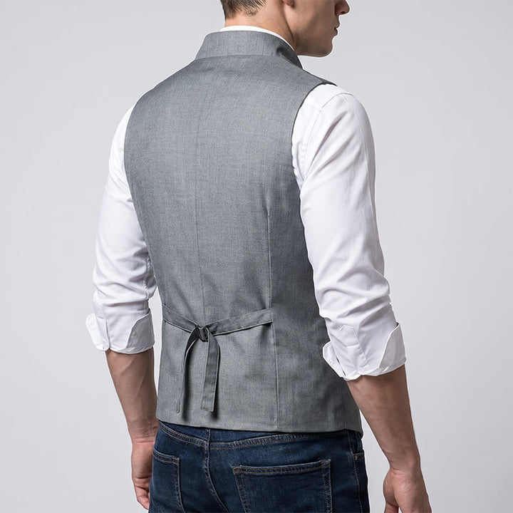 Moderne, taillierte Anzugweste für Herren mit asymmetrischem Revers - image 3
