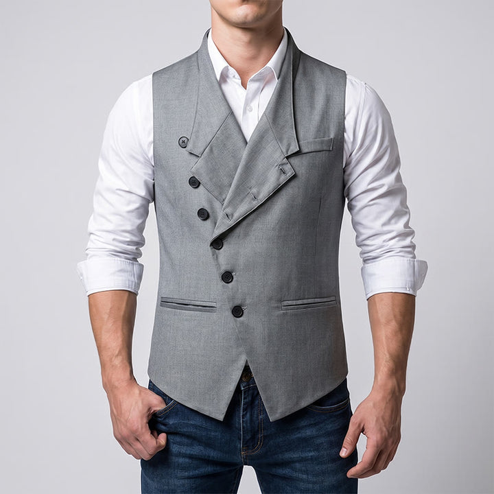 Moderne, taillierte Anzugweste für Herren mit asymmetrischem Revers - image 1