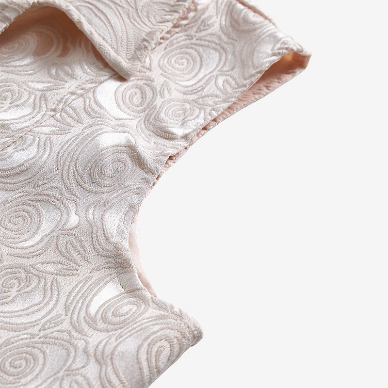 Herren-Anzugweste mit zweireihigem Blumenjacquardmuster und Kettendetail - image 9