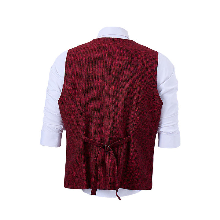 Elegante Herren-Anzugweste im Lagenlook mit Fischgrätmuster - image 11