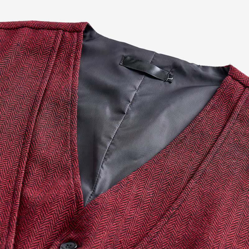 Elegante Herren-Anzugweste im Lagenlook mit Fischgrätmuster - image 5