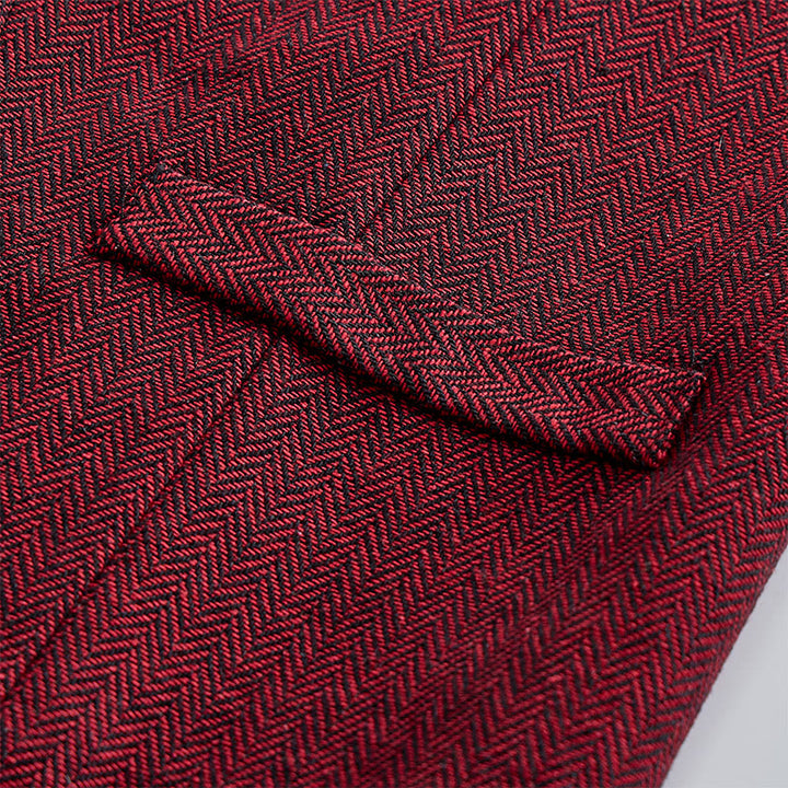 Elegante Herren-Anzugweste im Lagenlook mit Fischgrätmuster - image 8