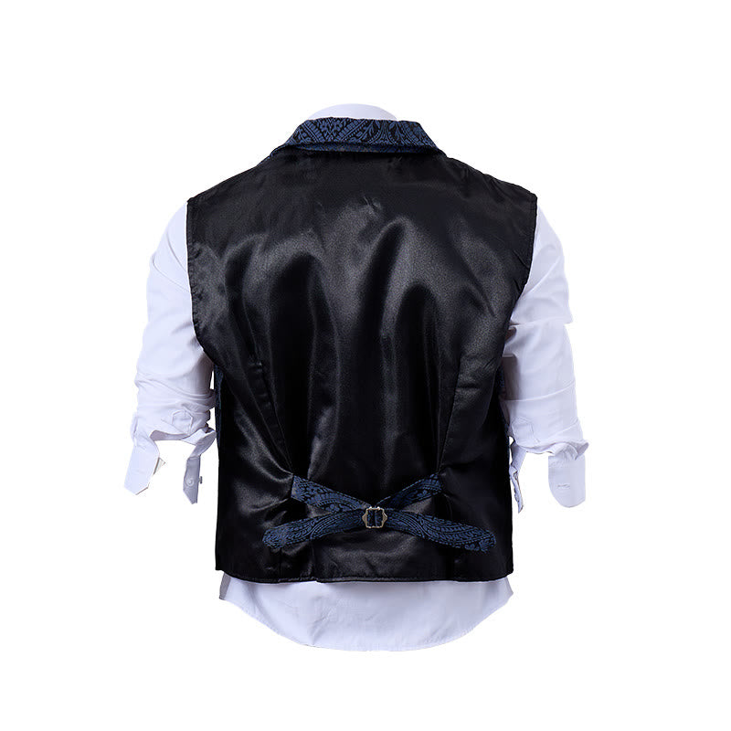 Viktorianisch inspirierte Anzugweste für Herren mit Paisley-Jacquardmuster und fallendem Revers. - image 18