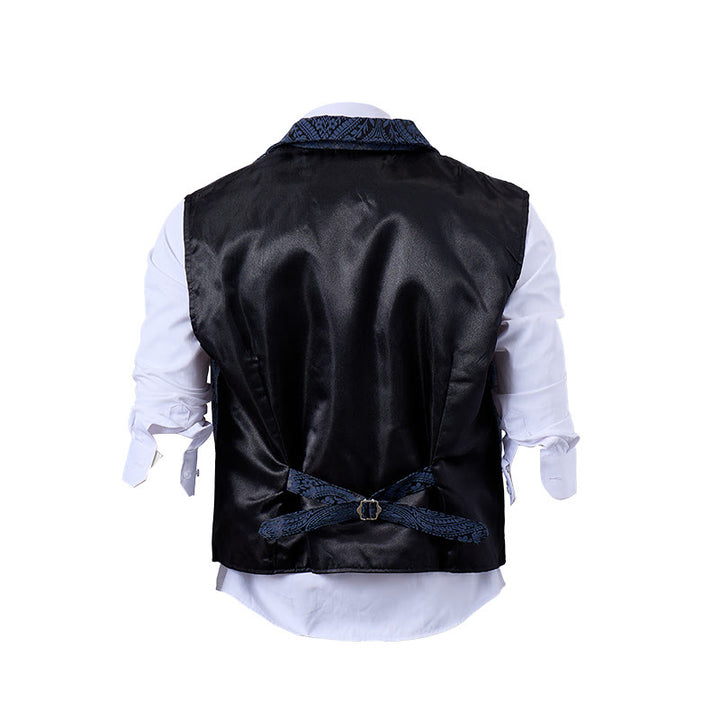 Viktorianisch inspirierte Anzugweste für Herren mit Paisley-Jacquardmuster und fallendem Revers. - image 18