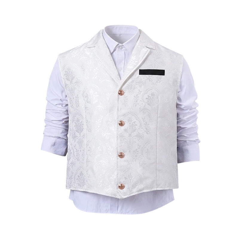 Viktorianisch inspirierte Anzugweste für Herren mit Paisley-Jacquardmuster und fallendem Revers. - image 19