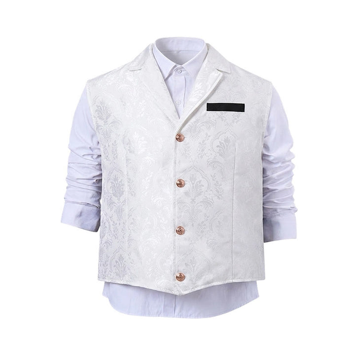 Viktorianisch inspirierte Anzugweste für Herren mit Paisley-Jacquardmuster und fallendem Revers. - image 19