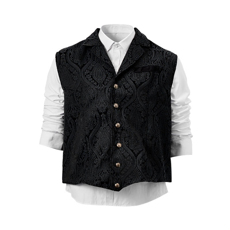 Viktorianisch inspirierte Anzugweste für Herren mit Paisley-Jacquardmuster und fallendem Revers. - image 19