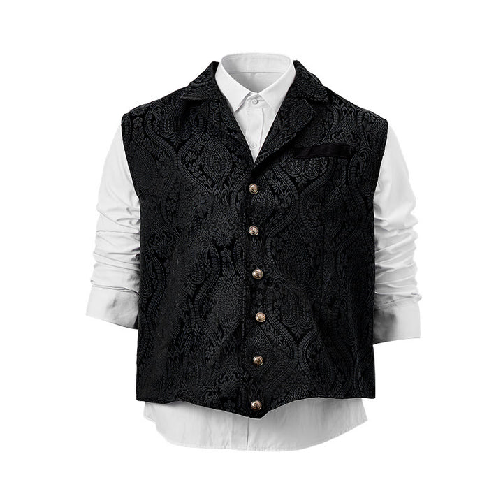 Viktorianisch inspirierte Anzugweste für Herren mit Paisley-Jacquardmuster und fallendem Revers. - image 19