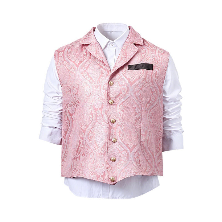 Viktorianisch inspirierte Anzugweste für Herren mit Paisley-Jacquardmuster und fallendem Revers. - image 22