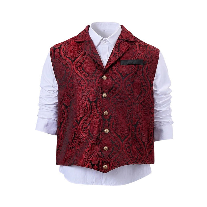 Viktorianisch inspirierte Anzugweste für Herren mit Paisley-Jacquardmuster und fallendem Revers. - image 21