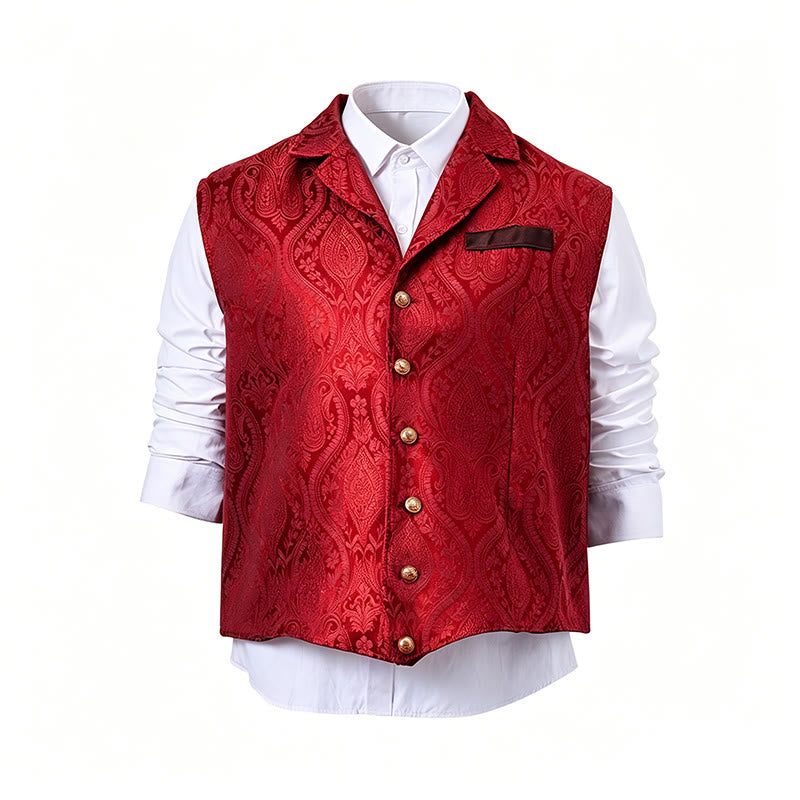Viktorianisch inspirierte Anzugweste für Herren mit Paisley-Jacquardmuster und fallendem Revers. - image 20