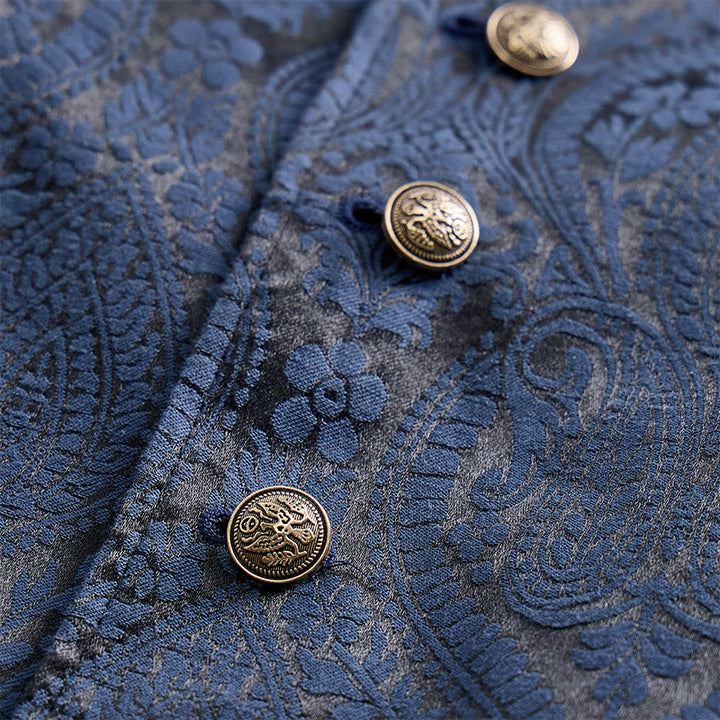 Viktorianisch inspirierte Anzugweste für Herren mit Paisley-Jacquardmuster und fallendem Revers. - image 11