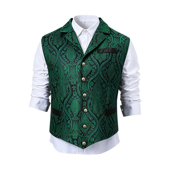 Viktorianisch inspirierte Anzugweste für Herren mit Paisley-Jacquardmuster und fallendem Revers. - image 26