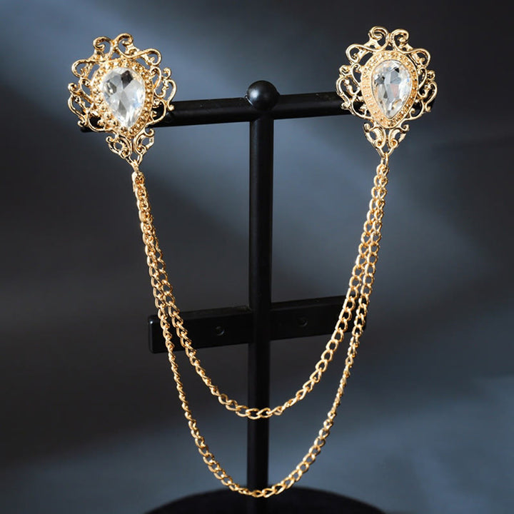Königliche Barock-Doppeltropfen-Kragenkette-Brosche - Grün & Silber - image 2