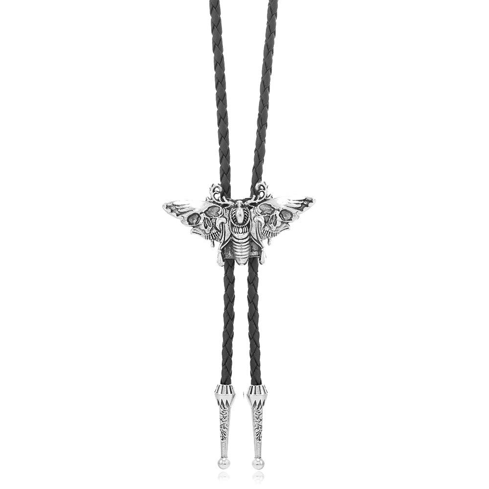 Totenkopfmotte Gothic Western Statement Bolo Krawatte - Stil Nr. 3 - Schwarz - image 11