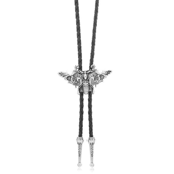 Totenkopfmotte Gothic Western Statement Bolo Krawatte - Stil Nr. 3 - Schwarz - image 11