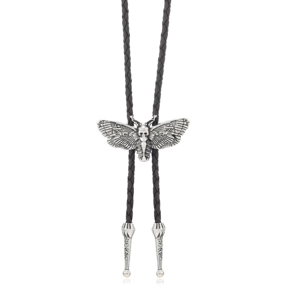 Totenkopfmotte Gothic Western Statement Bolo Krawatte - Stil Nr. 2 - Dunkler Kaffee - image 10