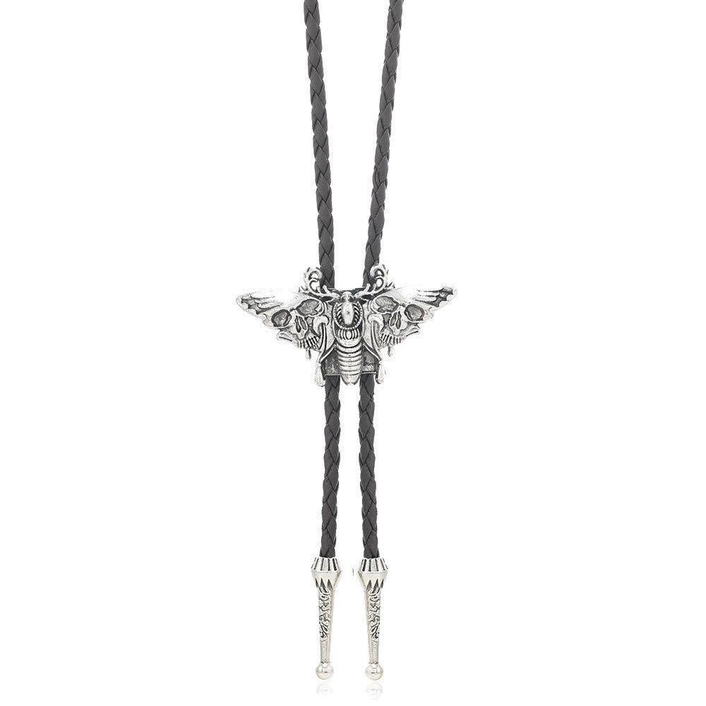 Totenkopfmotte Gothic Western Statement Bolo Krawatte - Stil Nr. 3 - Dunkler Kaffee - image 12