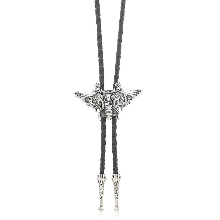 Totenkopfmotte Gothic Western Statement Bolo Krawatte - Stil Nr. 3 - Dunkler Kaffee - image 12