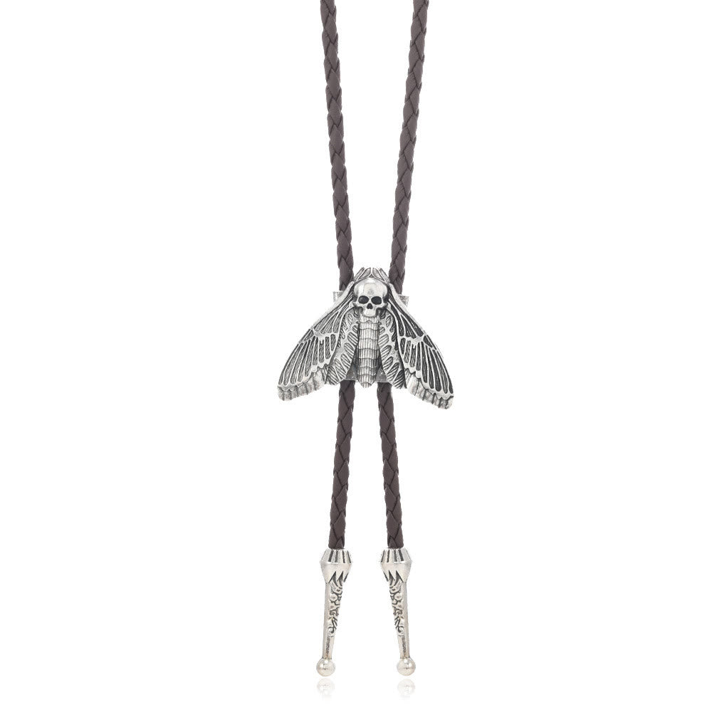 Totenkopfmotte Gothic Western Statement Bolo Krawatte - Stil Nr. 1 - Dunkler Kaffee - image 7