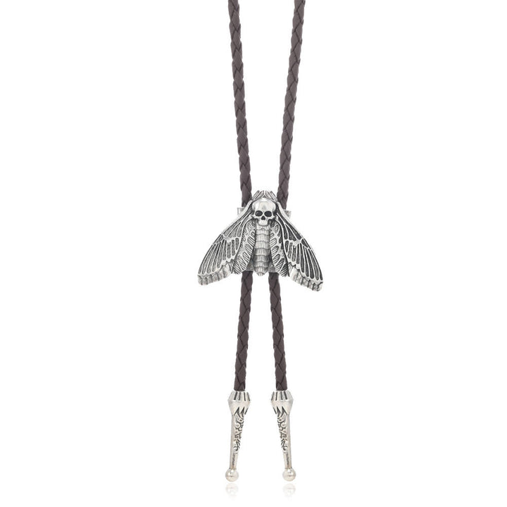 Totenkopfmotte Gothic Western Statement Bolo Krawatte - Stil Nr. 1 - Dunkler Kaffee - image 7