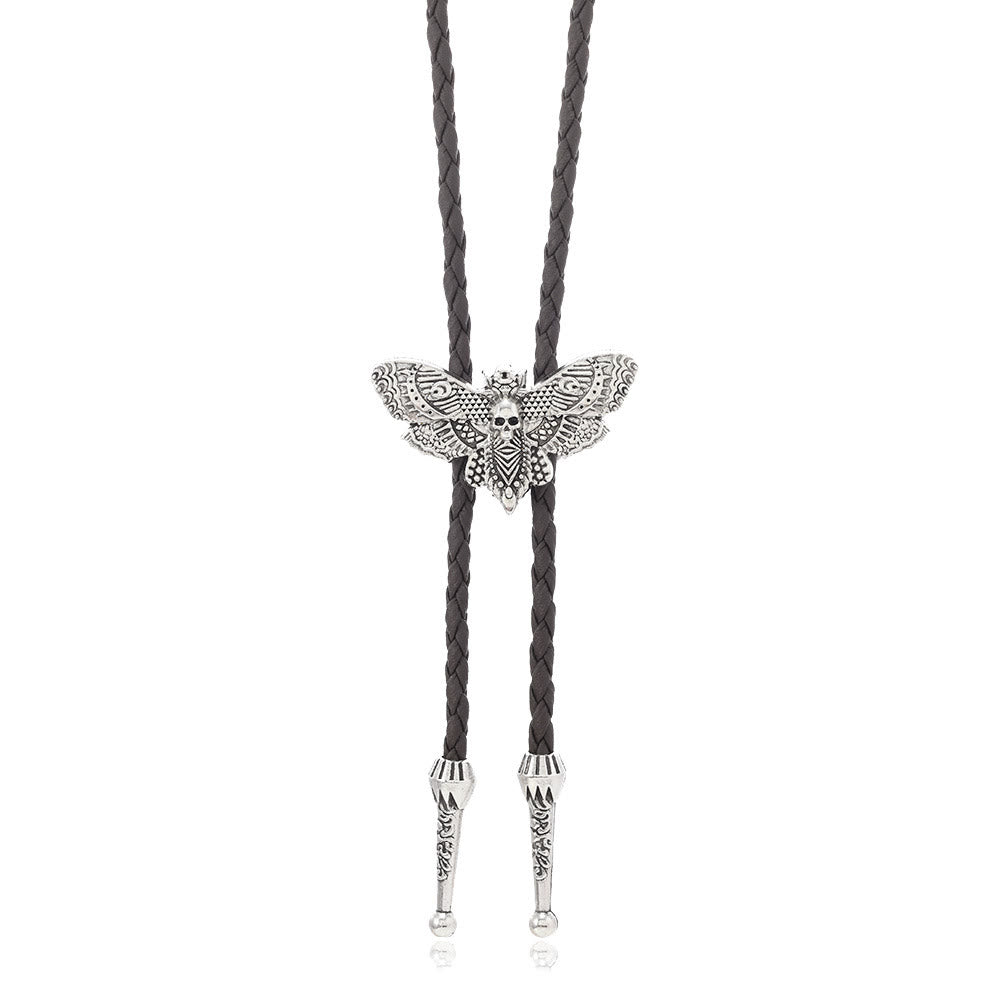 Totenkopfmotte Gothic Western Statement Bolo Krawatte - Stil Nr. 4 - Dunkler Kaffee - image 14