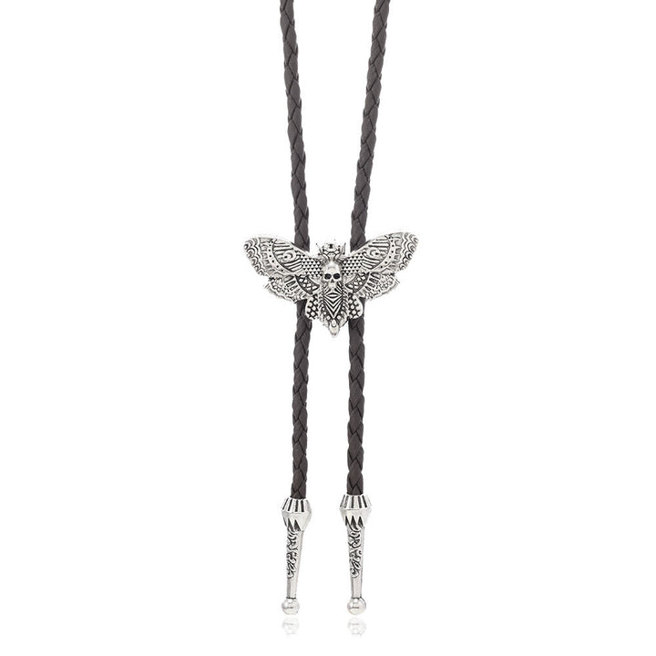 Totenkopfmotte Gothic Western Statement Bolo Krawatte - Stil Nr. 4 - Dunkler Kaffee - image 14