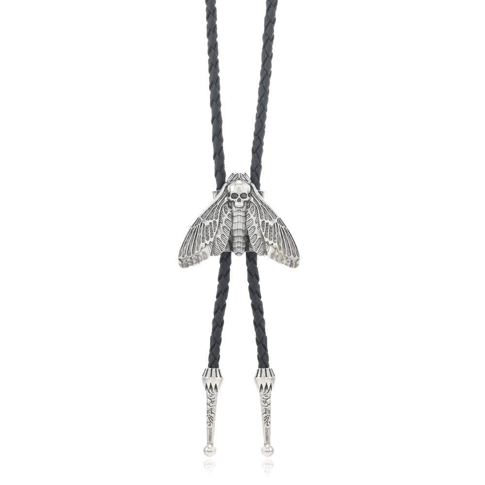 Totenkopfmotte Gothic Western Statement Bolo Krawatte - Stil Nr. 1 - Schwarz - image 1