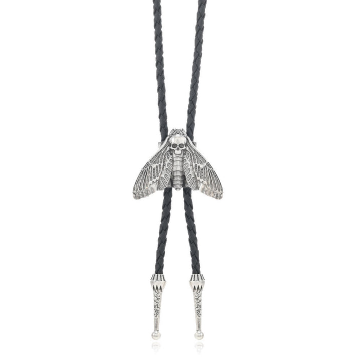 Totenkopfmotte Gothic Western Statement Bolo Krawatte - Stil Nr. 1 - Schwarz - image 1