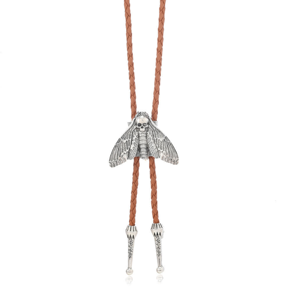 Totenkopfmotte Gothic Western Statement Bolo Krawatte - Stil Nr. 1 - Leichter Kaffee - image 8