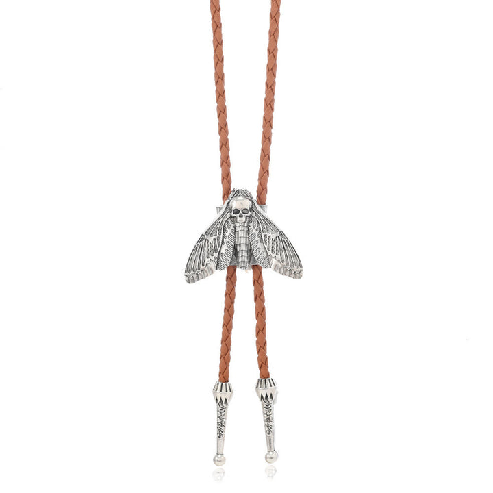 Totenkopfmotte Gothic Western Statement Bolo Krawatte - Stil Nr. 1 - Leichter Kaffee - image 8
