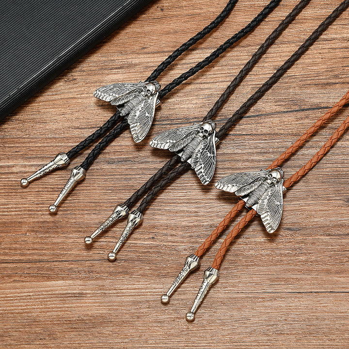 Totenkopfmotte Gothic Western Statement Bolo Krawatte - image 0