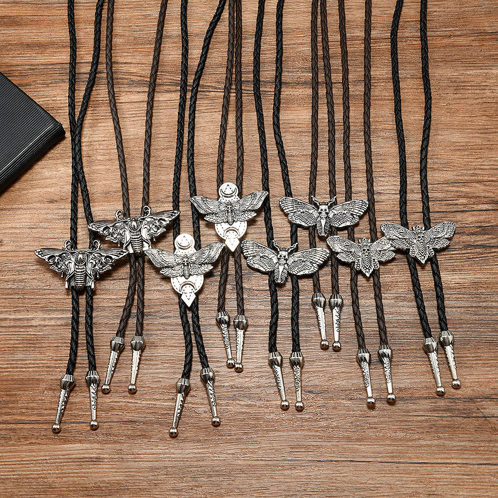 Totenkopfmotte Gothic Western Statement Bolo Krawatte - image 4